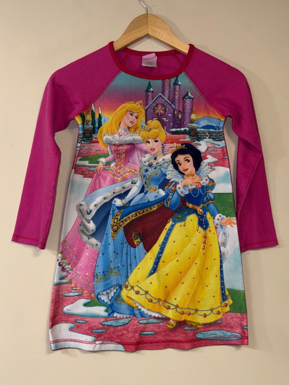 Disney Princess Cinderella Snow White Nightgown Girls Medium Pink Pajamas Fleece